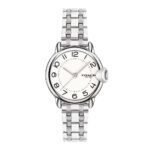 ساعة نسائية بحركة كوارتز ومينا أبيض