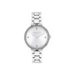 ساعة تشيلسي كوارتز فضية وبيضاء للنساء