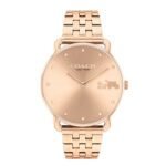 ساعة كوارتز نسائية بميناء ذهبي وردي