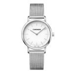 ساعة كوارتز نسائية كلاسيكية حضرية بمينا أبيض