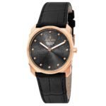 ساعة رجالية بحركة كوارتز سويسرية ومينا أسود