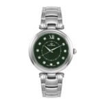 ساعة نسائية سويسرية كوارتز بميناء أخضر