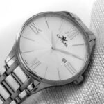 men's watch with quartz movement and white dial - صورة 4