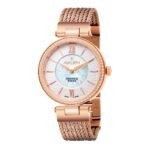 ساعة نسائية بحركة كوارتز سويسرية ومينا أبيض