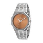 ساعة كوارتز رجالية بمينا بني