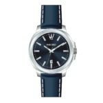 ساعة رجالية بحركة كوارتز مينا أزرق