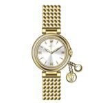 ساعة نسائية بحركة كوارتز ومينا أبيض