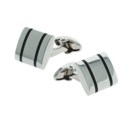 Silver and black cufflinks